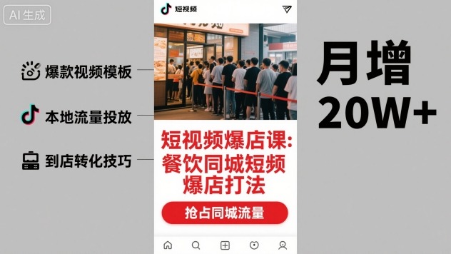 短视频爆店课，餐饮同城短视频爆店打法-学习资源社