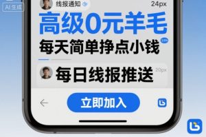 高级0元羊毛线报社群项目,每天简单挣点小钱-学习资源社
