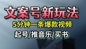 文案号新玩法,5分钟一条爆款视频,流量高,起号快,多方位变现-学习资源社