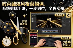 时尚酷炫风格剪辑课,系统剪辑手法,一步到位,全程实操-学习资源社