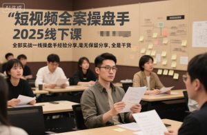 短视频全案操盘手2025线下课，全部实战一线操盘手经验分享，毫无保留分享，全是干货-学习资源社