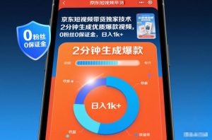 京东短视频带货独家技术，2分钟生成一条优质爆款视频，0粉丝0保证金，日入1k+【揭秘】-学习资源社