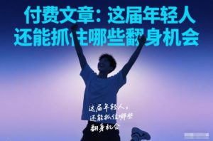付费文章:这届年轻人,还能抓住哪些翻身机会-学习资源社